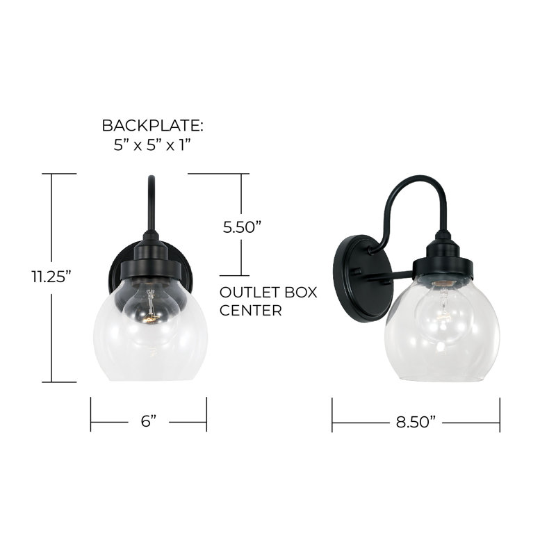 Brekke Glass Armed Sconce, Black