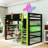 Wood Loft Bed with Desk, LED Light, Charging Ports and Shelves-452134292-452134299
