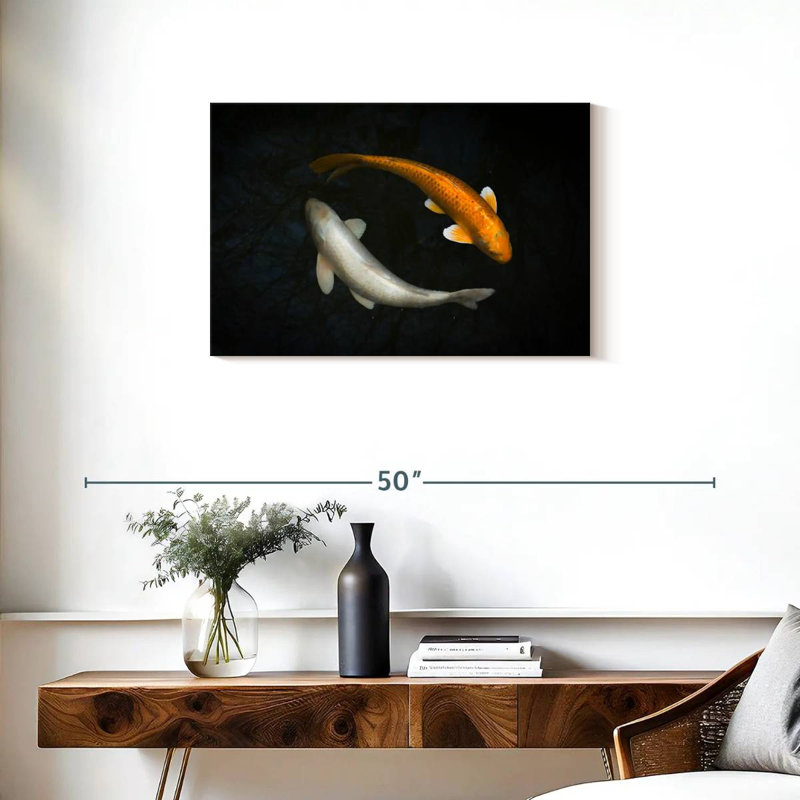 Brampt argent et or Koi, H 20 po x l 30 po