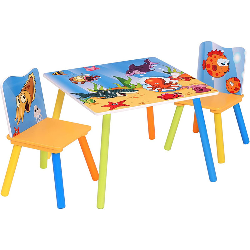 Bensonhurst Kids 3 Piece Square Play Or Activity Table and Chair Set