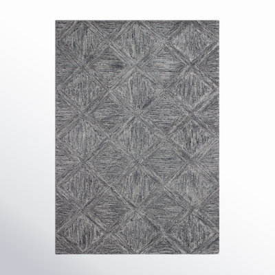 Terza Geometric Handmade Tufted Wool Area Rug in Gray