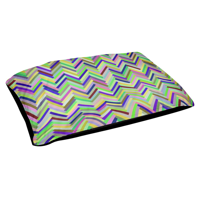 Coussin décoratif à chevrons, Petit (L 18 po x l 28 po), Vert/bleu, Utilisation intérieure / extérieure