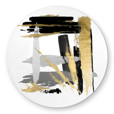 Brush Strokes - Minimalist Round Outdoor Rug for Living Room