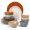 Sango Siterra Painter's Palette 16-Piece Stoneware Dinnerware Set - Service For 4, Plate & Bowl Set
