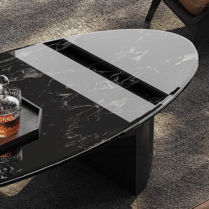 Table basse en marbre de luxe moderne et minimaliste, H 15,75 po x L 47,24 po x l 23,62 po