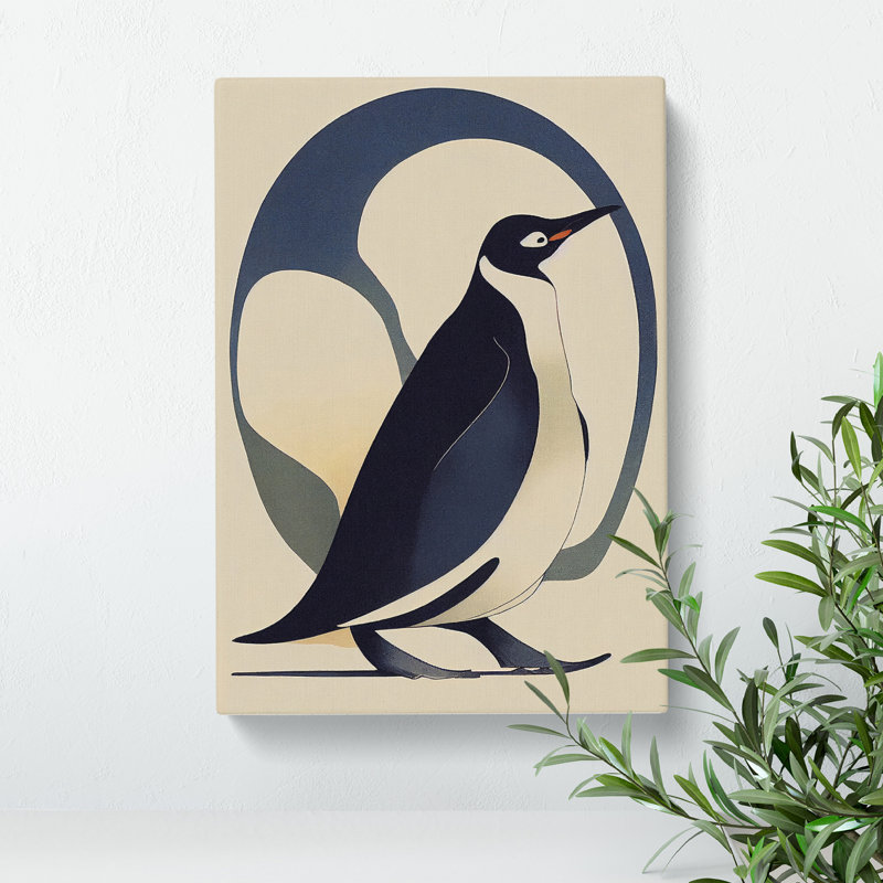Penguin Art Nouveau - Wall Art, Wrapped Canvas, 76cm H x 50cm W, No Matte