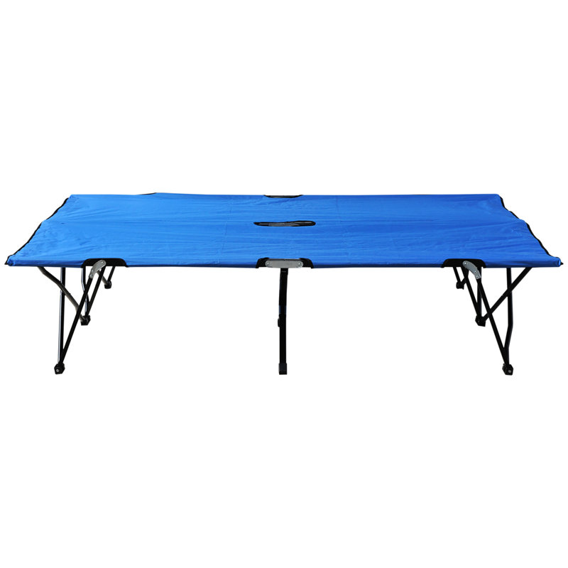 Lit de camping pour 2 personnes pour adultes - très large 50 po, couchage portatif avec seau, amusement extérieur surélevé, ensemble pour adulte bleu, tours,