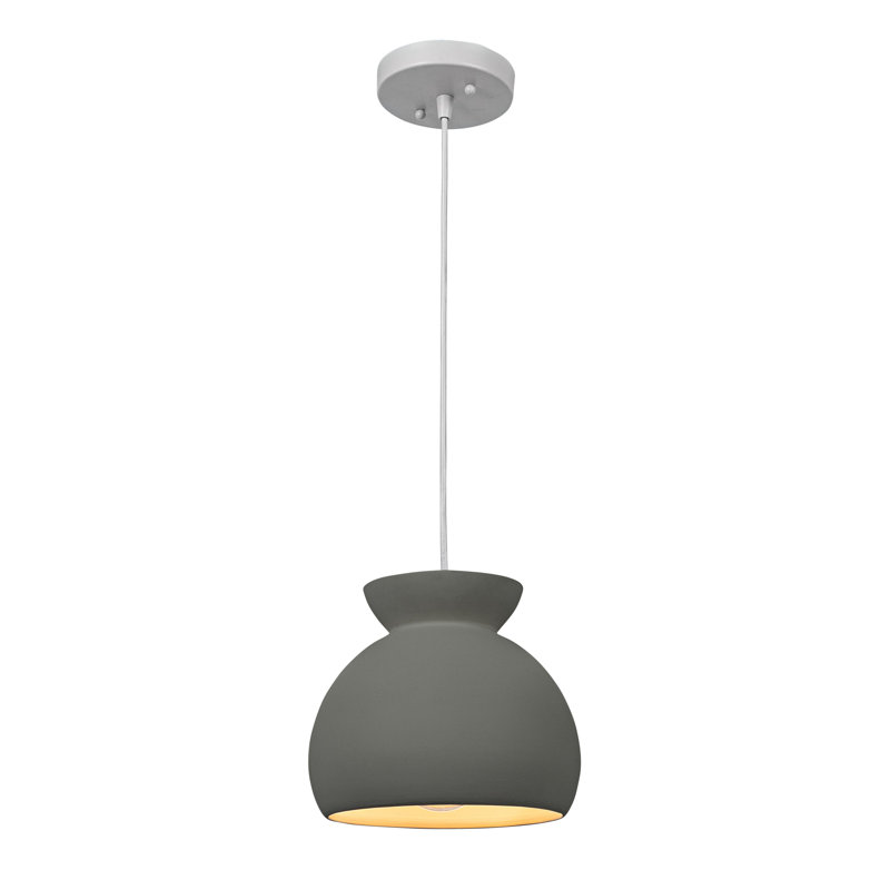 Javaeh - Luminaire suspendu en forme de cloche en céramique, gris