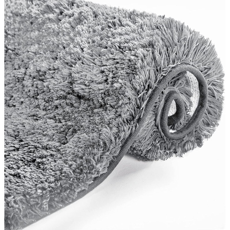 Mirrabooka Non-Slip Bath Rug, 17" W x 24" L, Light Gray