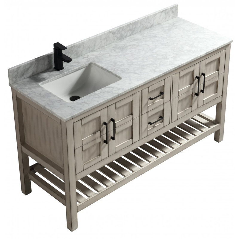 Base de meuble-lavabo double 59 po 59 po, Gris antique