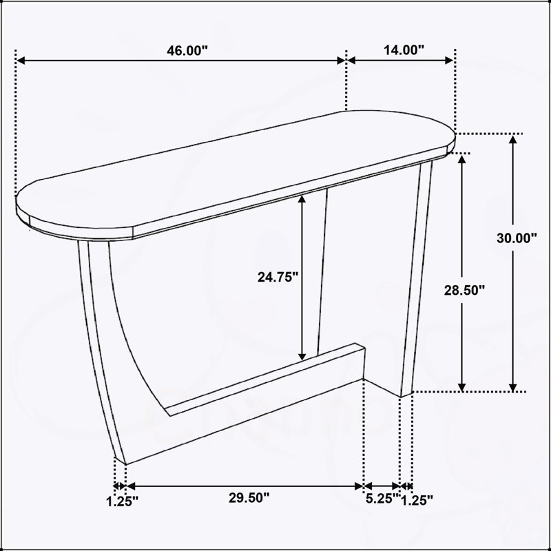 Alamitos Brown Oval Solid Mango Wood Entryway Console Table with Unique L-Shaped Legs for Modern Interiors