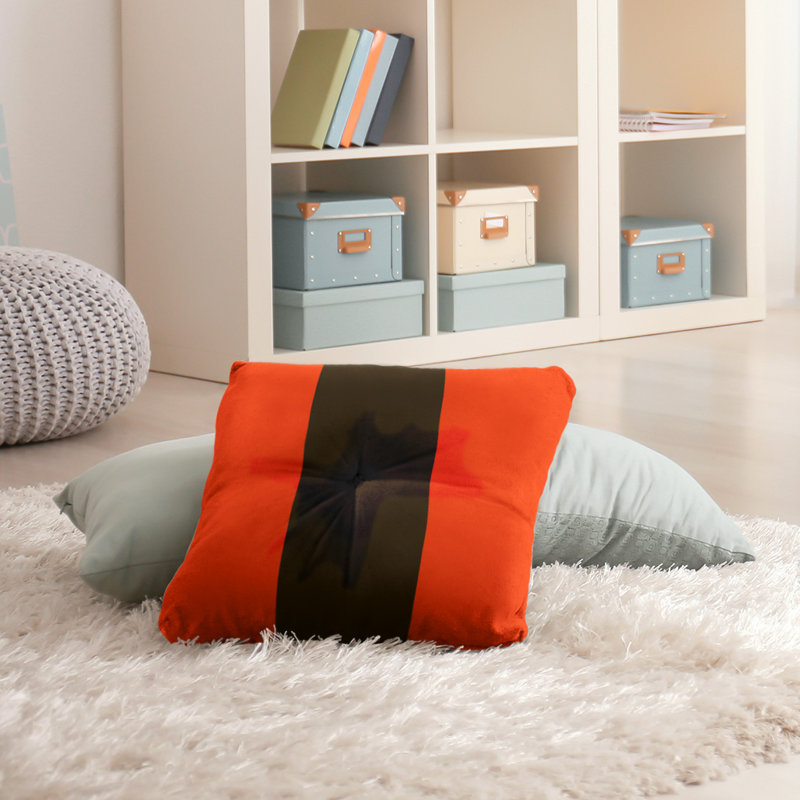 Coussin de plancher touffeté , 26 po x 26 po, Orange / Brun