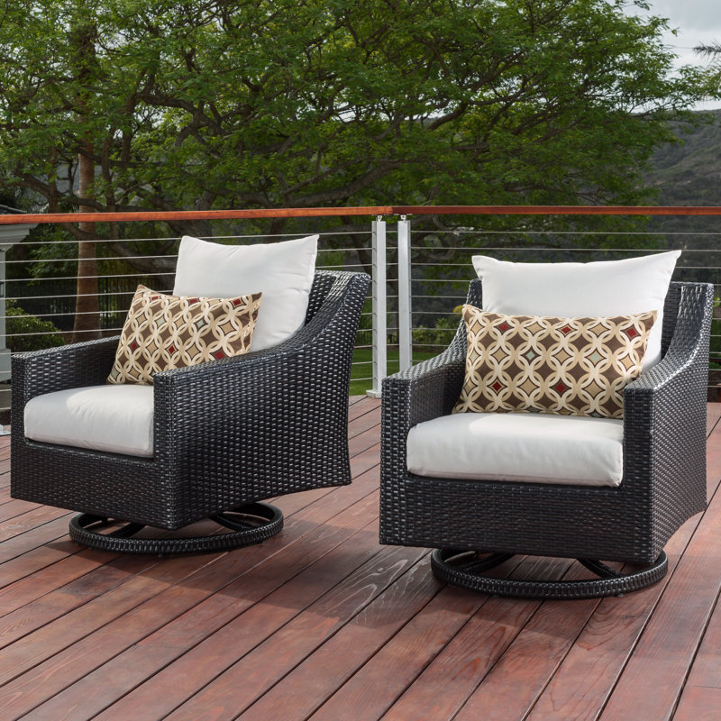 Fionnula Swivel Patio Chair With Sunbrella Cushion Covers, Sunset Red Sunbrella®