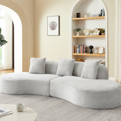 Cheerful Corduroy Upholstered 4 - Seat Sectional Couch For Apartment, Comfortable Spring Cushions, Instant Use Exceptional by Latitude Run