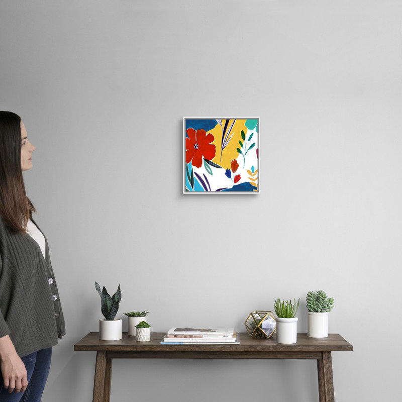 Reproduction d’art sur toile, "gaifulness I" par Isabelle Z, H 14 po x l 14 po x P 1,75 po, Toile blanche encadrée
