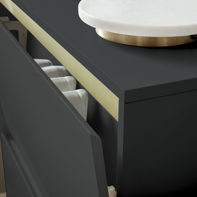 Bellandra Iliana 2 Door Shoe Cabinet, Gold/Black