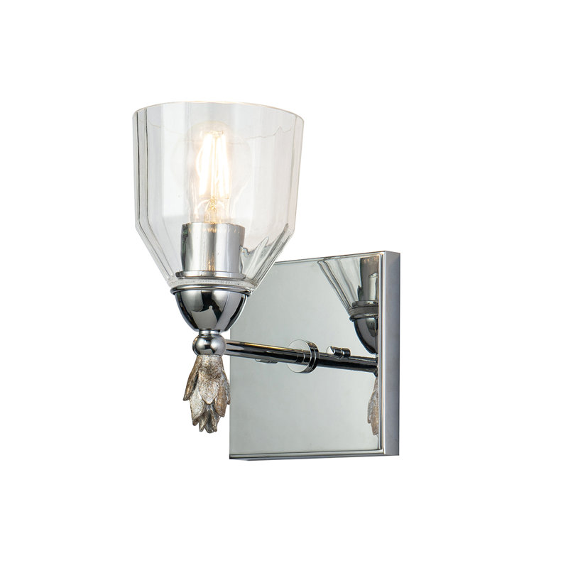 Fun Finial 1 Light Wall Sconce In Dark Bronze With Gold Accents, Chrome