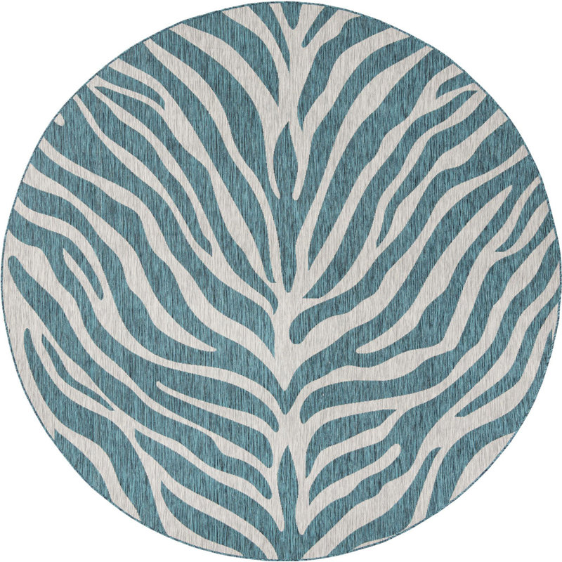 Outdoor Joyous Rug Green-Blue Color, Round 10'