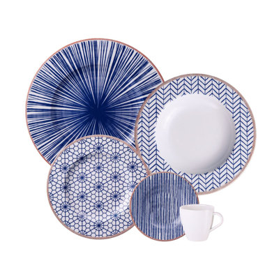 Abstratta Piece Porcelain China Dinnerware Set - Service for 4