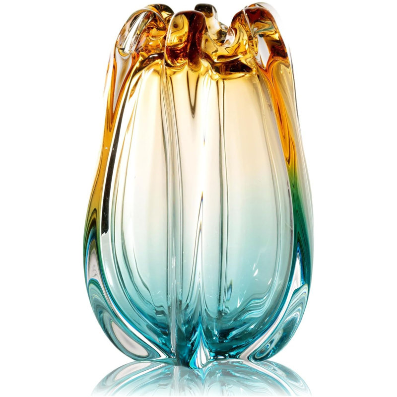 Modern Hand Blown Glass Flower Vase