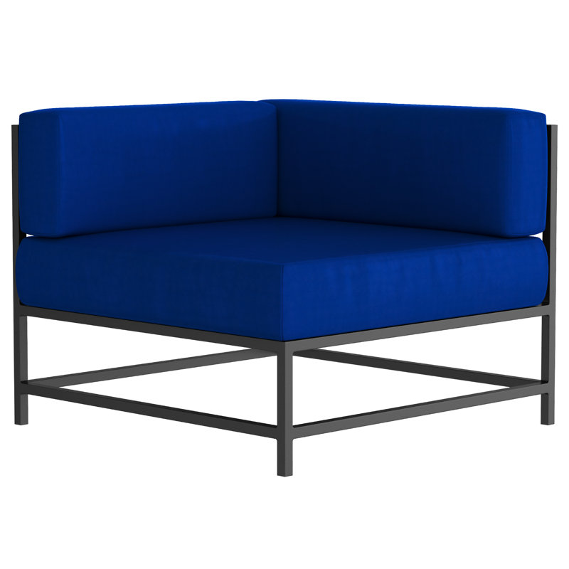 Chaise de patio avec coussins Sunbrella Delano, Bleu pacifique, Gris Tex