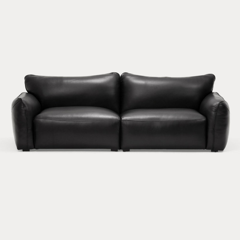 Canapé modulaire noir en cuir véritable, H 32,28 po x l 94,49 po x P 41,34 po