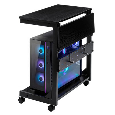 Height Adjustable PC Stand Computer Cart, Side Table with Wheels, 2-Tier Tower Stand