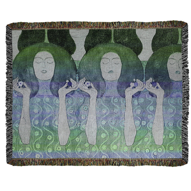 Jeté en coton gustav klimt, ange mariées, Vert / bleu