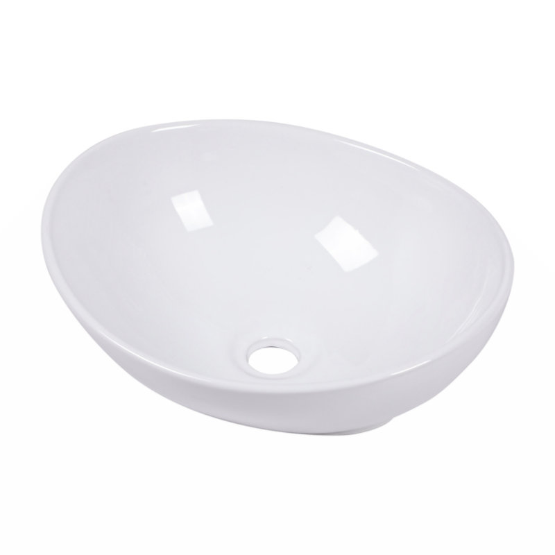 Glossy White Rectangular Ceramic Bathroom Sink