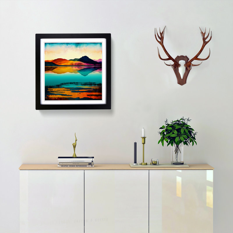 Lake Colour Field Painting Framed Print, Black
