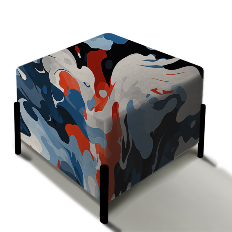 Repose-pieds carré bleu et rouge Serenity