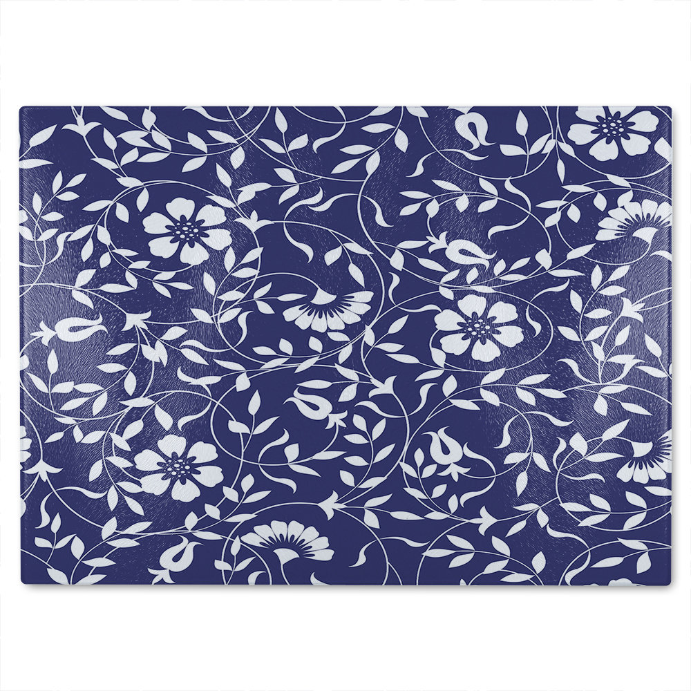 White Flowers On Glass Chopping Board