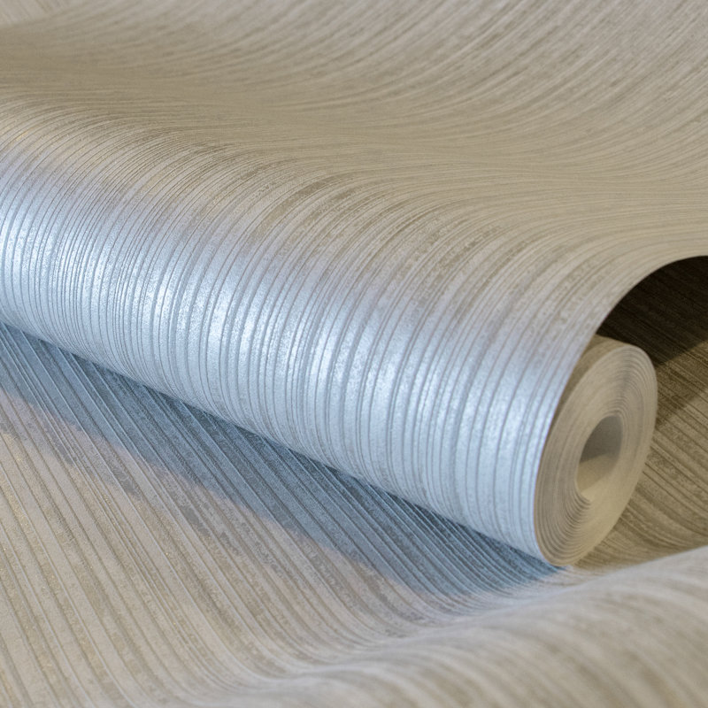 Universe Collection Jupiter Metallic Stripe Design Wallpaper Roll, Gray