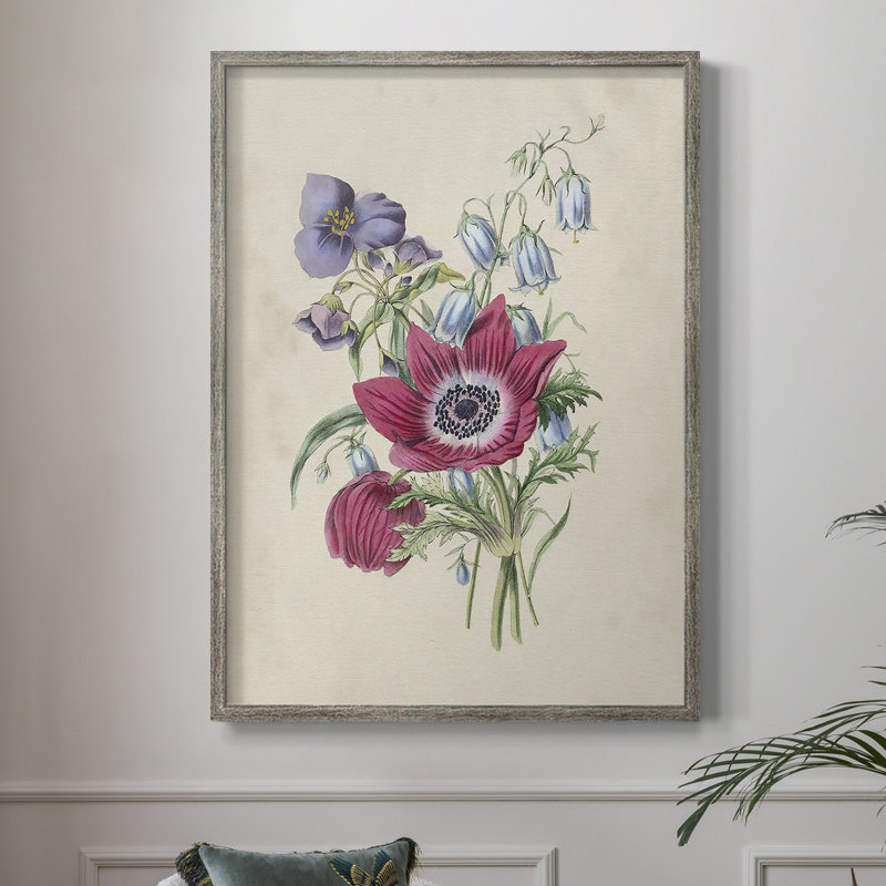 Antique Garden Bouquet I, reproduction encadrée - bois massif, H 11 po x l 9 po