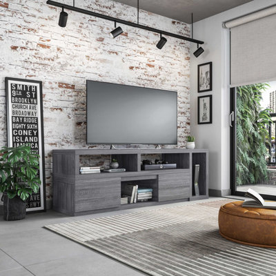 Expandable Tv Stand Console For 65-inch Tvs With Storage Drawers And Adjustable Shelves, Grey