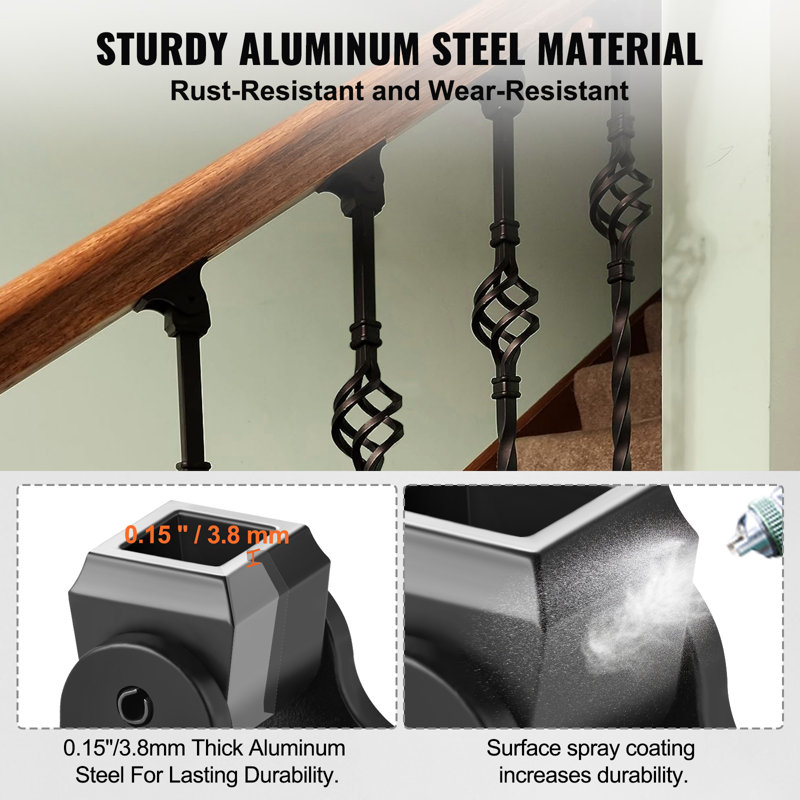 VEVOR Aluminum Alloy Baluster Shoes Square Balusters Baluster Wrought Spindles