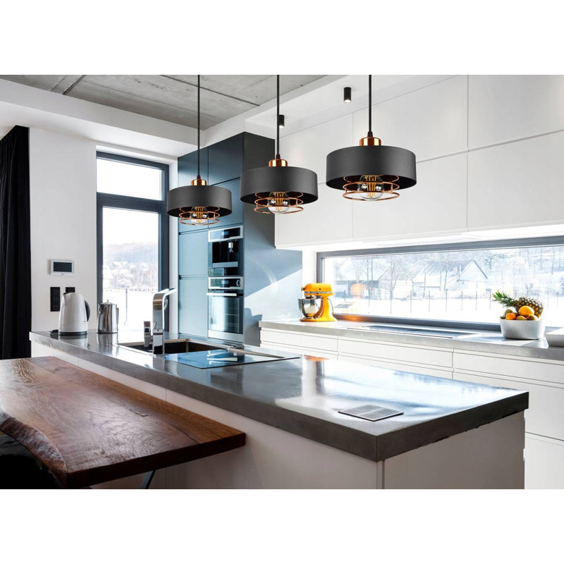Hico 3 - Light Kitchen Island Pendant, Black