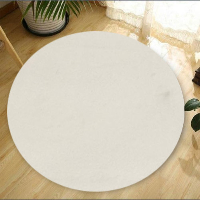 Premium 31.5-Inch Round Carpet, White, 100% Polyester, 0.8-Inch Pile Height | Non-Slip Plush Underside, Antibacterial, Anti-Allergenic, Antistatic | Machine Washable at 86°F | Ideal for Living Room & Bedroom Décor
