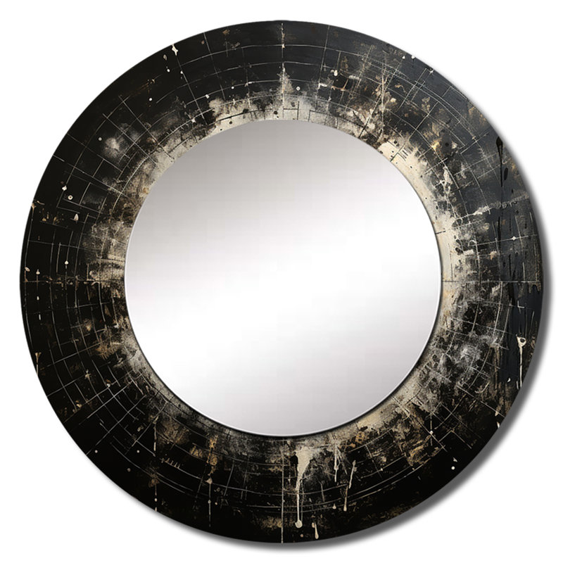 Minimalisme astrologie noir et blanc - miroir décoratif astrologie, miroir mural rond blanc, impression d'art en métal