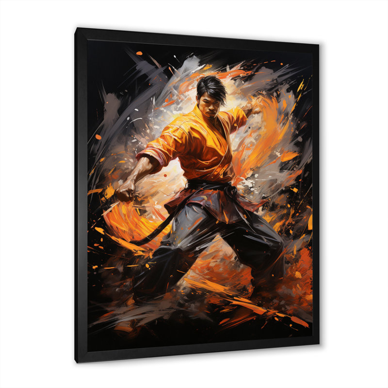 Art martial fusion - reproduction sur toile, Cadre photo noir, H 20 po x l 12 po x P 1 po