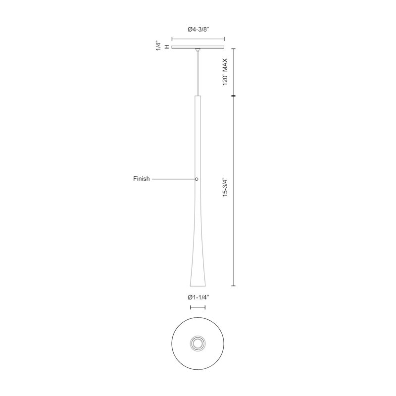 Taper 1 - Light LED Pendant, 136" H x 1.25" W x 1.25" D, White