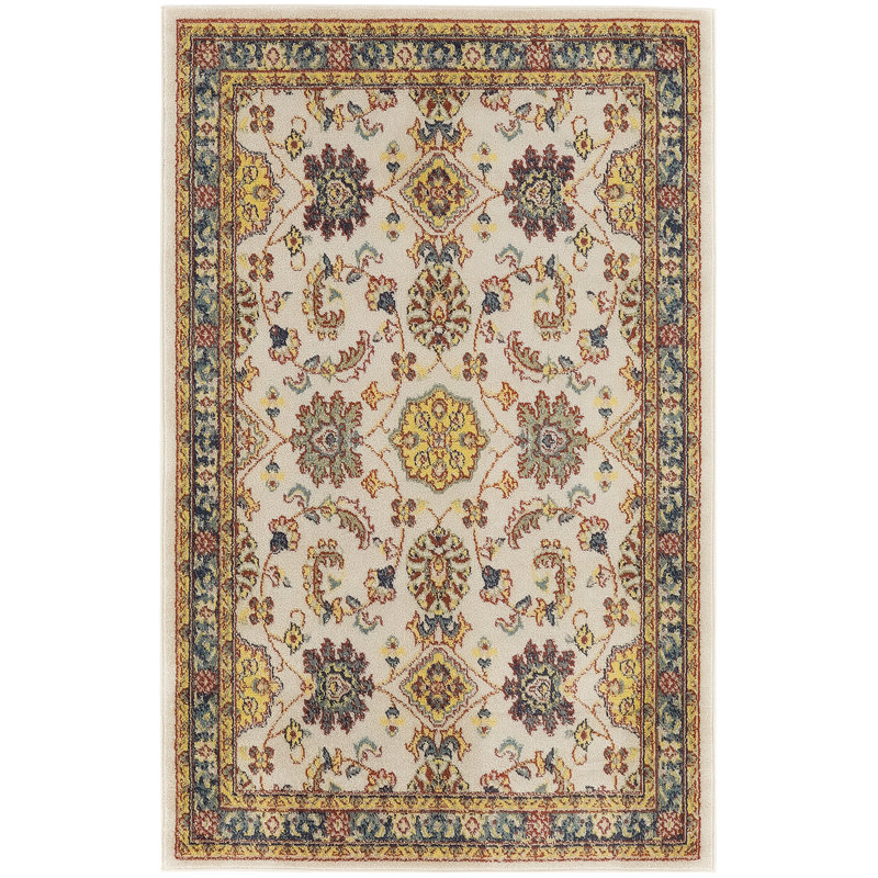 Nourison Essentials Ivory/Gold Indoor/Outdoor Area Rug, Rectangle 4' x 6'