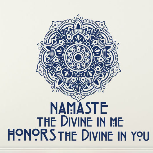 Décalcomanie murale décoration mandala Namaste, Bleu marine