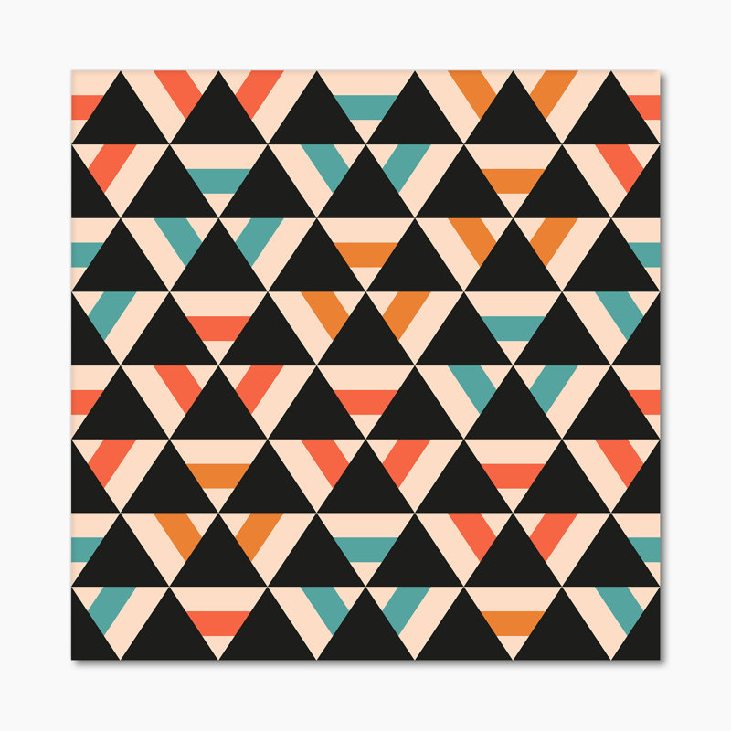 «Black Triangles on Vintage Blue and Orange I», reproduction d'art sur toile, Toile tendue, H 30 po x l 30 po