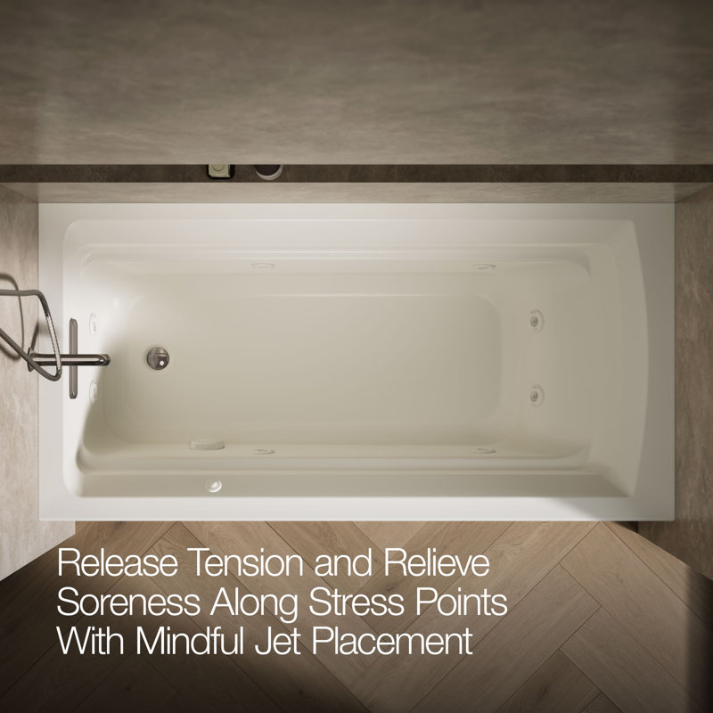 Archer® Alcove 72" x 36" Whirpool Bathtub, Biscuit, Left