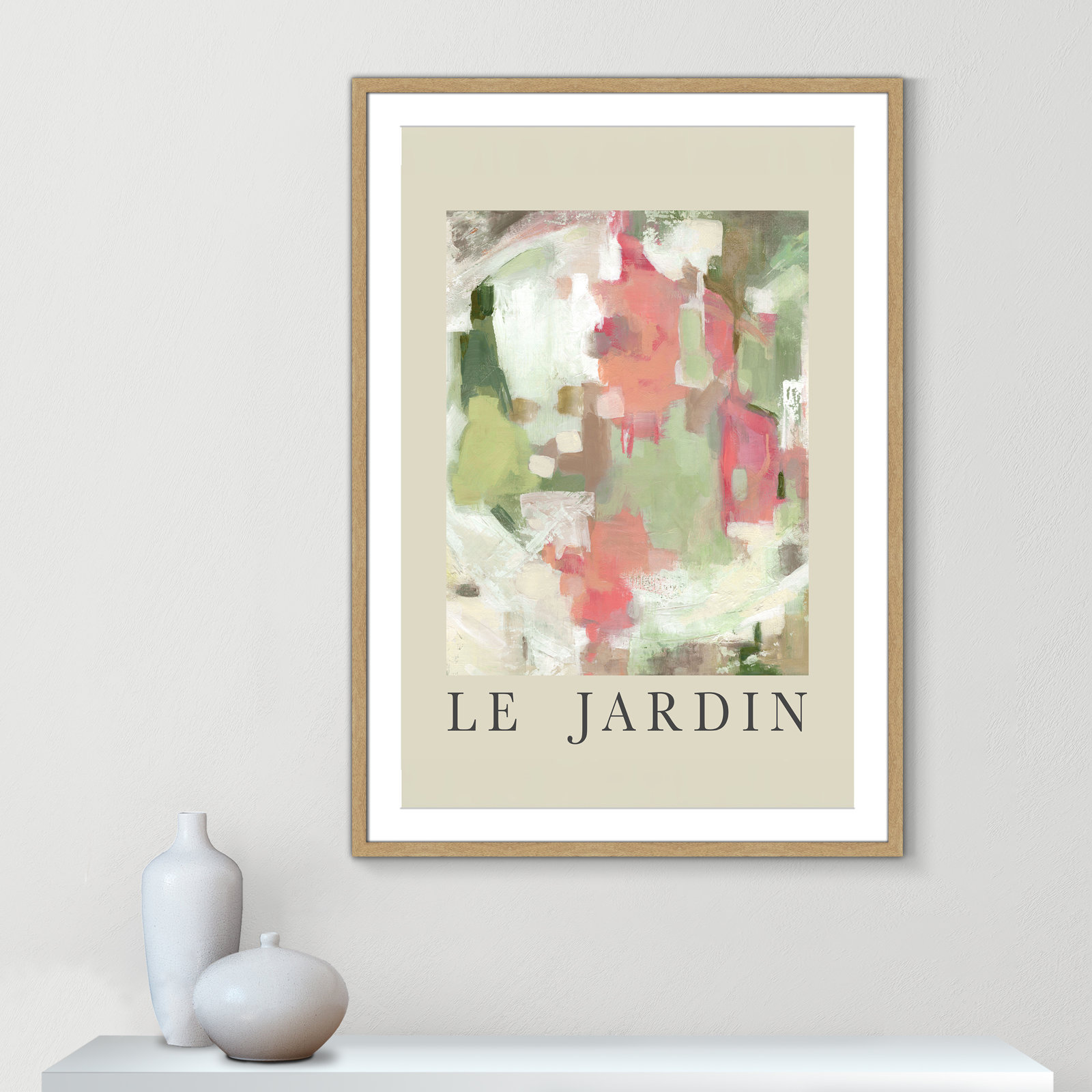 Botanical Poster Collection " Le Jardin " by Carol Robinson, Yes, 41.5" H x 29.5" W x 1.25" D, Natural Single Picture Frame