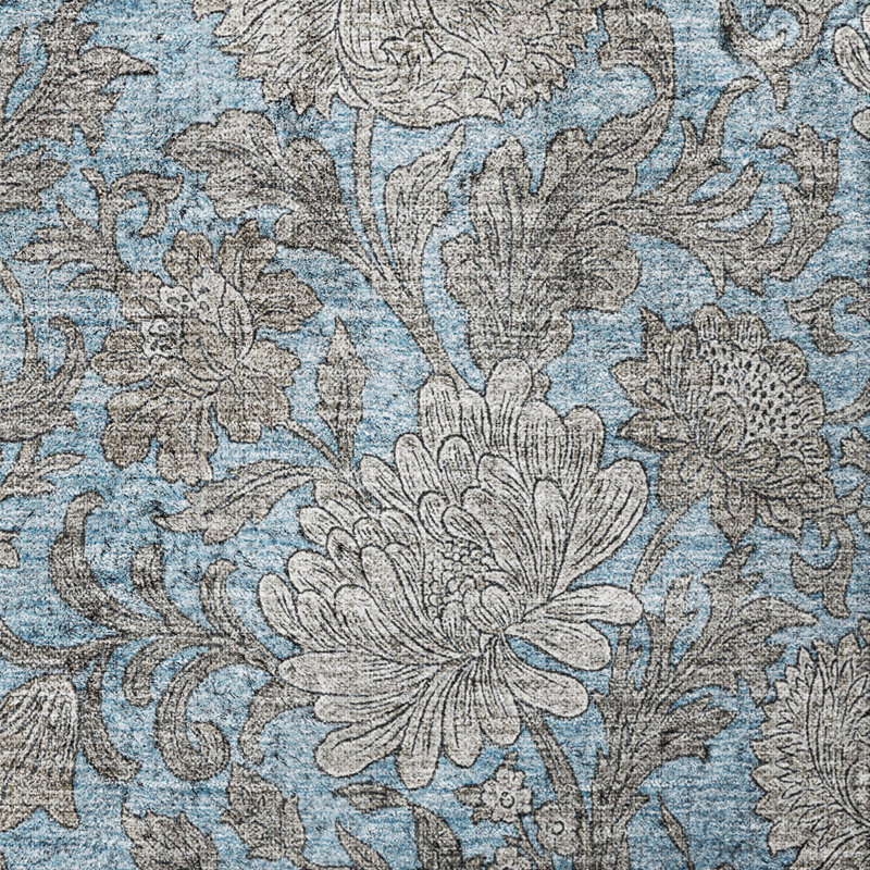 Tapis à poil long de qualité supérieure lavable à la machine ADS677, Bleu, 10 pi x 14 pi