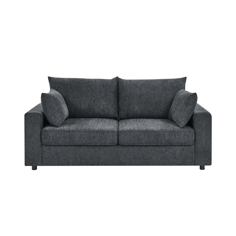 Canapé moderne rembourré de 78 po avec coussins profonds et coussins amovibles, Bleu gris
