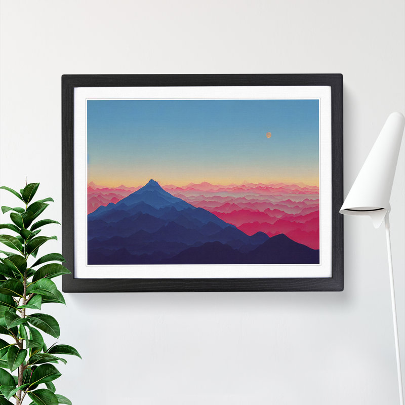 Exciting Mountain Sunset - Single Picture Frame Painting, Black, 46cm H x 64cm W x 2cm D