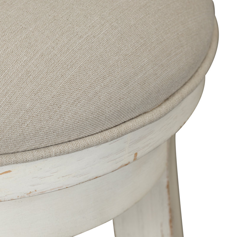 Bettee Upholstered Swivel 25" Counter Stool, White